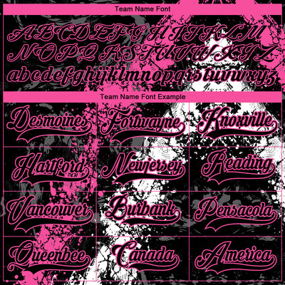 Custom Black Pink-White 3D Splash Art Hockey Lace Neck Jersey