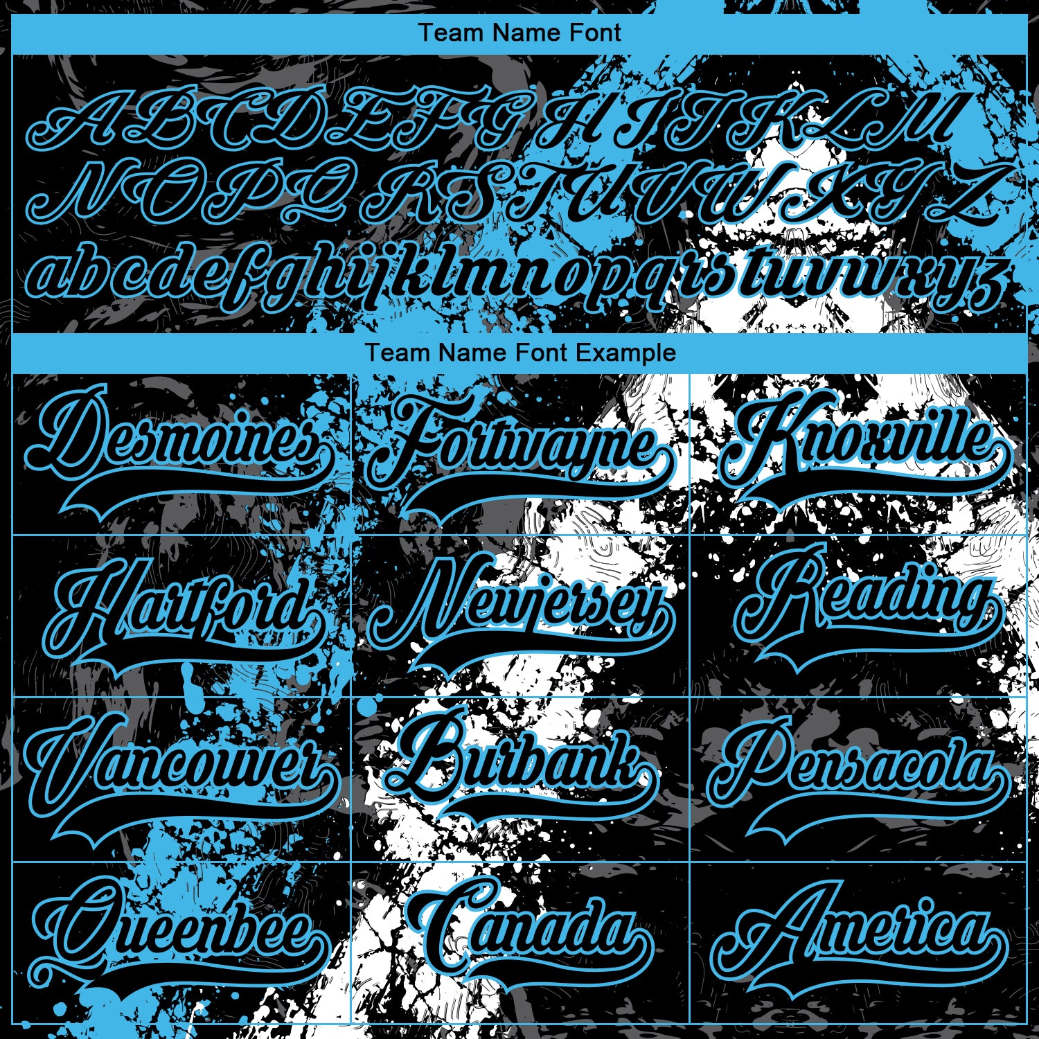 Custom Black Sky Blue-White 3D Splash Art Hockey Lace Neck Jersey