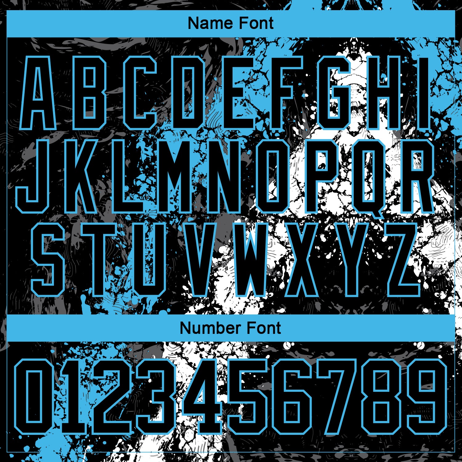 Custom Black Sky Blue-White 3D Splash Art Hockey Lace Neck Jersey