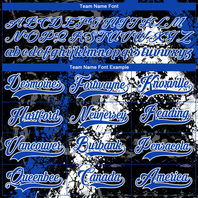 Custom Black Thunder Blue-White 3D Splash Art Hockey Lace Neck Jersey