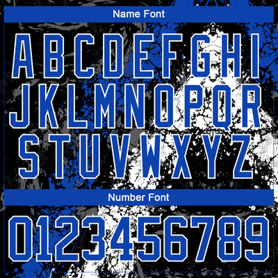 Custom Black Thunder Blue-White 3D Splash Art Hockey Lace Neck Jersey