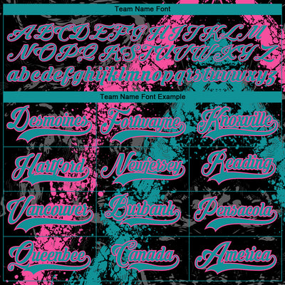 Custom Black Teal-Pink 3D Splash Art Hockey Lace Neck Jersey