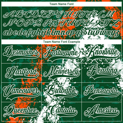 Custom Green Orange-White 3D Splash Art Hockey Lace Neck Jersey