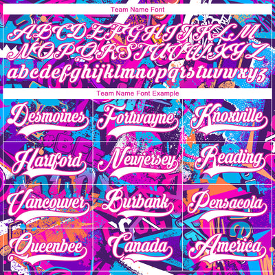 Custom Graffiti Pattern White Purple-Deep Pink 3D Pattern Scratch Hockey Lace Neck Jersey