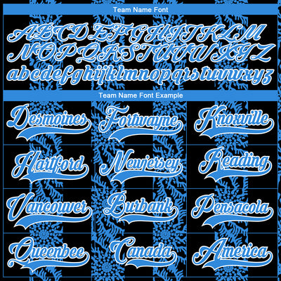 Custom Black Powder Blue-White 3D Pattern Abstract Shape Hockey Lace Neck Jersey