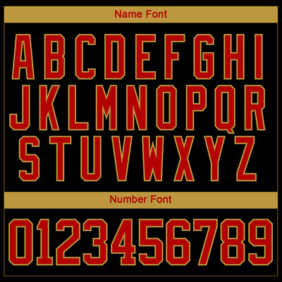 Custom Black Red Old Gold-White 3D Pattern Abstract Shape Hockey Lace Neck Jersey