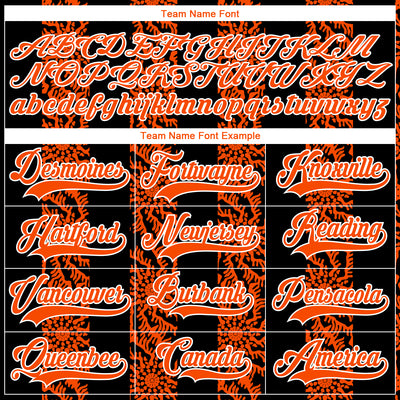 Custom Black Orange-White 3D Pattern Abstract Shape Hockey Lace Neck Jersey