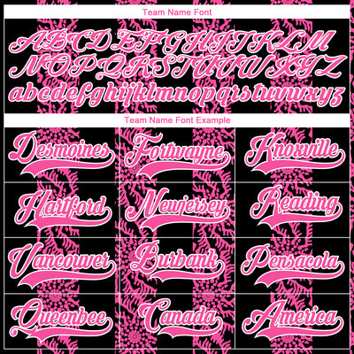 Custom Black Pink-White 3D Pattern Abstract Shape Hockey Lace Neck Jersey