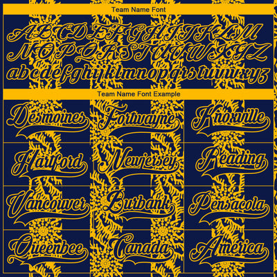 Custom Navy Gold-White 3D Pattern Abstract Shape Hockey Lace Neck Jersey