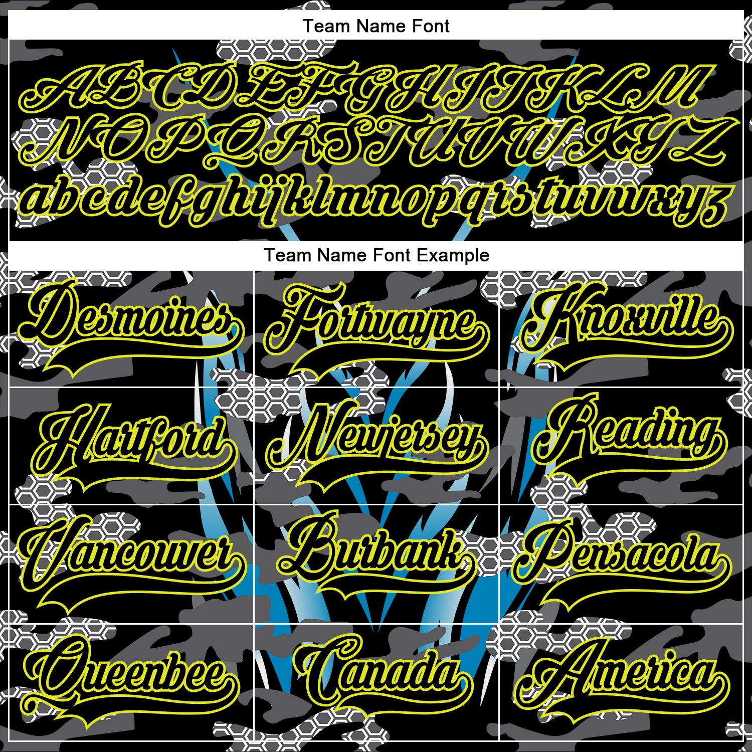 Custom Black Neon Yellow Blue-White 3D Pattern Abstract Camo Hockey Lace Neck Jersey