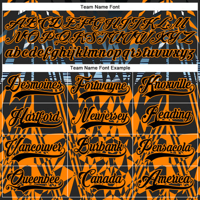 Custom Black Bay Orange-Blue 3D Pattern Abstract Hockey Lace Neck Jersey