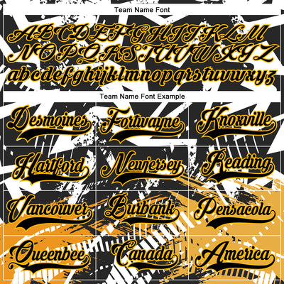 Custom Black Gold-White 3D Pattern Abstract Hockey Lace Neck Jersey