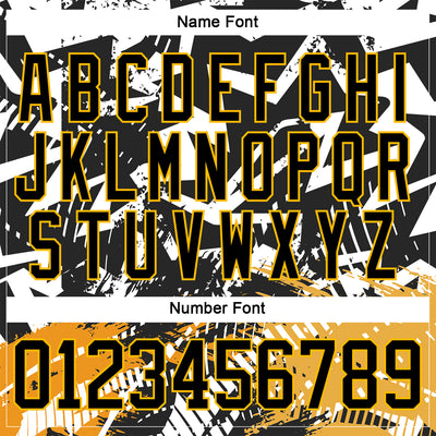 Custom Black Gold-White 3D Pattern Abstract Hockey Lace Neck Jersey