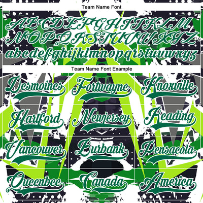 Custom Black Kelly Green White-Green 3D Pattern Abstract Grunge Hockey Lace Neck Jersey