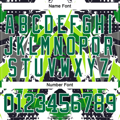 Custom Black Kelly Green White-Green 3D Pattern Abstract Grunge Hockey Lace Neck Jersey
