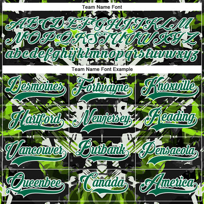 Custom Black Kelly Green White-Green 3D Pattern Abstract Grunge Hockey Lace Neck Jersey