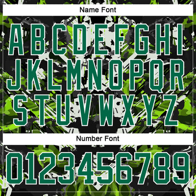 Custom Black Kelly Green White-Green 3D Pattern Abstract Grunge Hockey Lace Neck Jersey