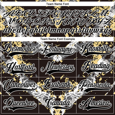 Custom Black Vegas Gold-White 3D Pattern Abstract Grunge Hockey Lace Neck Jersey
