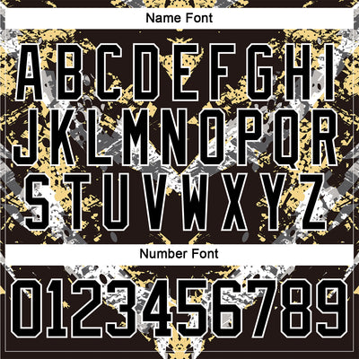 Custom Black Vegas Gold-White 3D Pattern Abstract Grunge Hockey Lace Neck Jersey