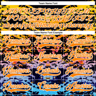 Custom Bay Orange Blue-White 3D Pattern Abstract Grunge Hockey Lace Neck Jersey