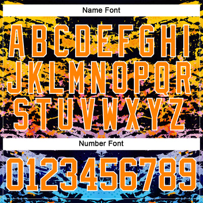 Custom Bay Orange Blue-White 3D Pattern Abstract Grunge Hockey Lace Neck Jersey