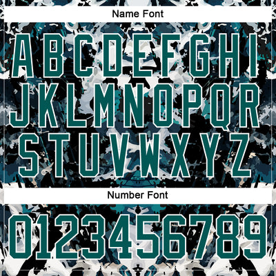 Custom Midnight Green Black-White 3D Pattern Abstract Grunge Hockey Lace Neck Jersey