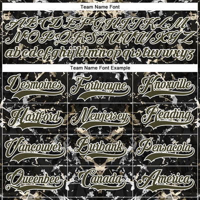 Custom Black Olive Steel Gray-White 3D Pattern Abstract Grunge Hockey Lace Neck Jersey