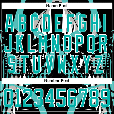 Custom Black Aqua-White 3D Pattern Abstract Hockey Lace Neck Jersey