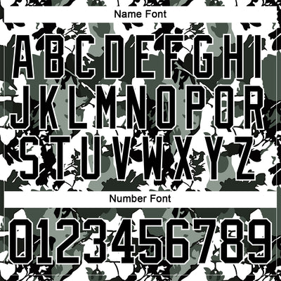 Custom Black Olive-White 3D Pattern Abstract Camo Hockey Lace Neck Jersey