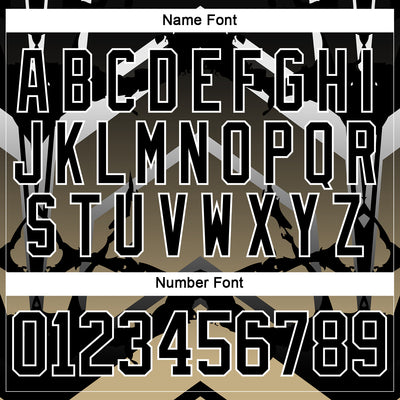 Custom Gray Black Vegas Gold-White 3D Pattern Abstract Gradient Hockey Lace Neck Jersey