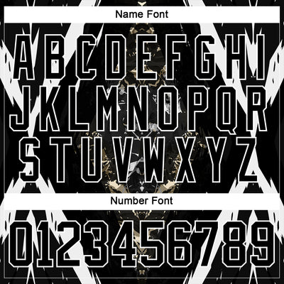 Custom Black Vegas Gold-White 3D Pattern Abstract Grunge Hockey Lace Neck Jersey