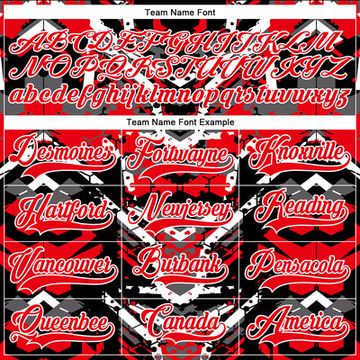 Custom Black Fire Red-White 3D Pattern Abstract Grunge Hockey Lace Neck Jersey