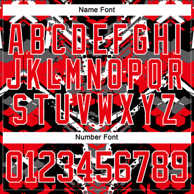 Custom Black Fire Red-White 3D Pattern Abstract Grunge Hockey Lace Neck Jersey