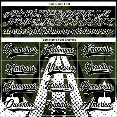 Custom Olive Black-White 3D Pattern Abstract Hockey Lace Neck Jersey