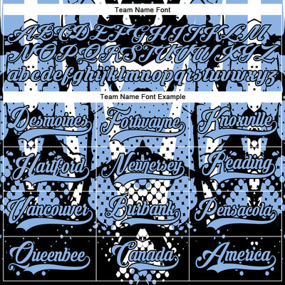 Custom Light Blue Black-White 3D Pattern Abstract Hockey Lace Neck Jersey