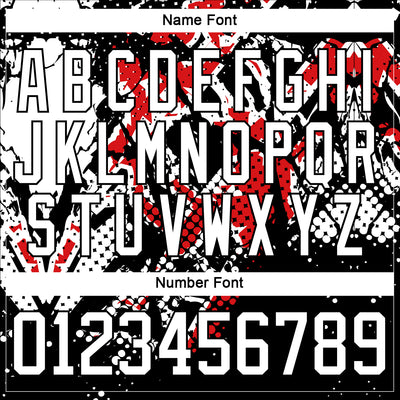 Custom Black White-Fire Red 3D Pattern Abstract Grunge Hockey Lace Neck Jersey