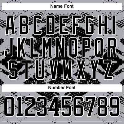 Custom Gray Black-White 3D Pattern Abstract Grunge Hockey Lace Neck Jersey