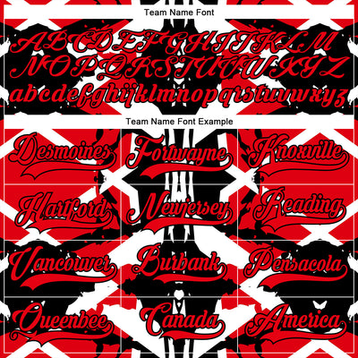 Custom Black Fire Red-White 3D Pattern Abstract Hockey Lace Neck Jersey