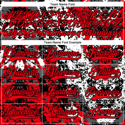 Custom Black Fire Red-White 3D Pattern Abstract Grunge Hockey Lace Neck Jersey