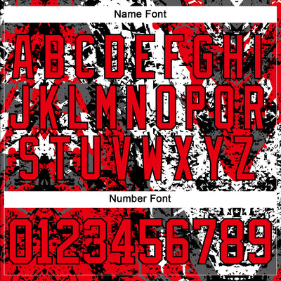 Custom Black Fire Red-White 3D Pattern Abstract Grunge Hockey Lace Neck Jersey