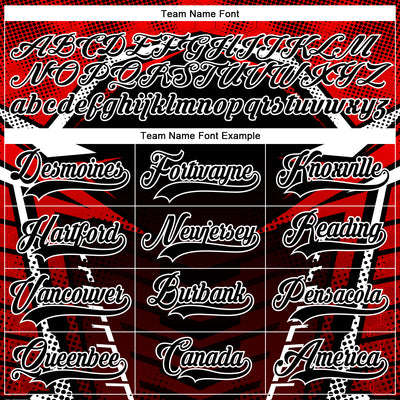 Custom Black Red-White 3D Pattern Cyber Mecha E-sport Hockey Jersey