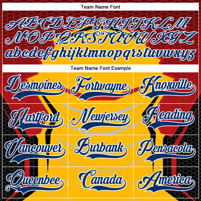 Custom Gold US Navy Blue Red-White 3D Pattern Cyber Mecha E-sport Hockey Jersey