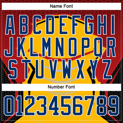 Custom Gold US Navy Blue Red-White 3D Pattern Cyber Mecha E-sport Hockey Jersey