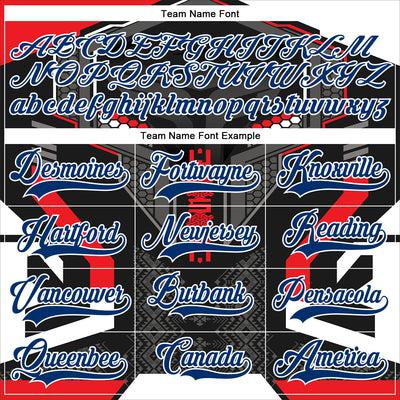 Custom Black US Navy Blue Red-White 3D Pattern Cyber Mecha E-sport Hockey Jersey