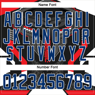 Custom Black US Navy Blue Red-White 3D Pattern Cyber Mecha E-sport Hockey Jersey