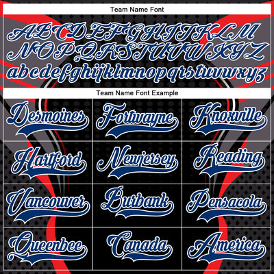 Custom Black US Navy Blue Red-White 3D Pattern Cyber Mecha E-sport Hockey Jersey