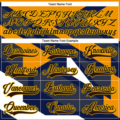 Custom Navy Brown Yellow-White 3D Pattern Cyber Mecha E-sport Hockey Jersey