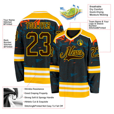Custom Black Brown Yellow Orange Blue-White 3D Pattern Cyber Mecha E-sport Hockey Jersey