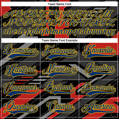 Custom Black US Navy Blue Gray Orange-Gold 3D Pattern Cyber Mecha E-sport Hockey Jersey