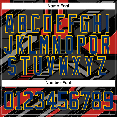 Custom Black US Navy Blue Gray Orange-Gold 3D Pattern Cyber Mecha E-sport Hockey Jersey